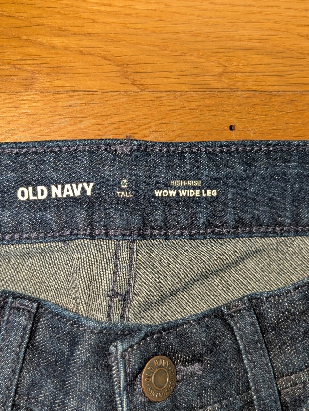 NWT Old Navy High-Rise WOW Wide-Leg Dark Blue Jeans-Tall - Picture 4 of 6